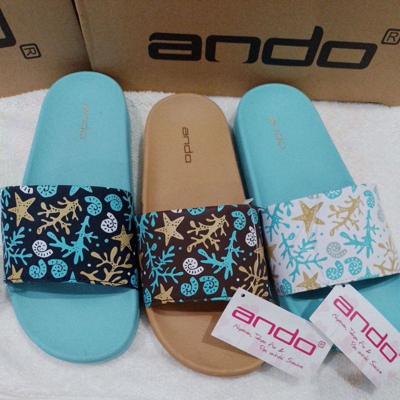 SANDAL ANDO SELOP CORAL WANITA DEWASA / SANDAL SLOP TERBARU