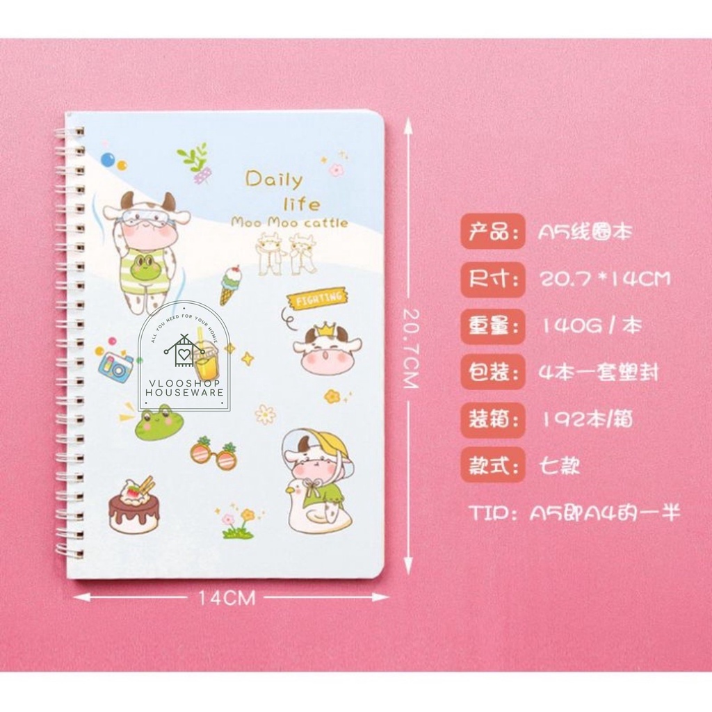 NOTEBOOK LUCU AESTHETIC A5 | NOTEBOOK KARAKTER | NOTEBOOK KOREA | BUKU CATATAN BUKU TULIS CANTIK