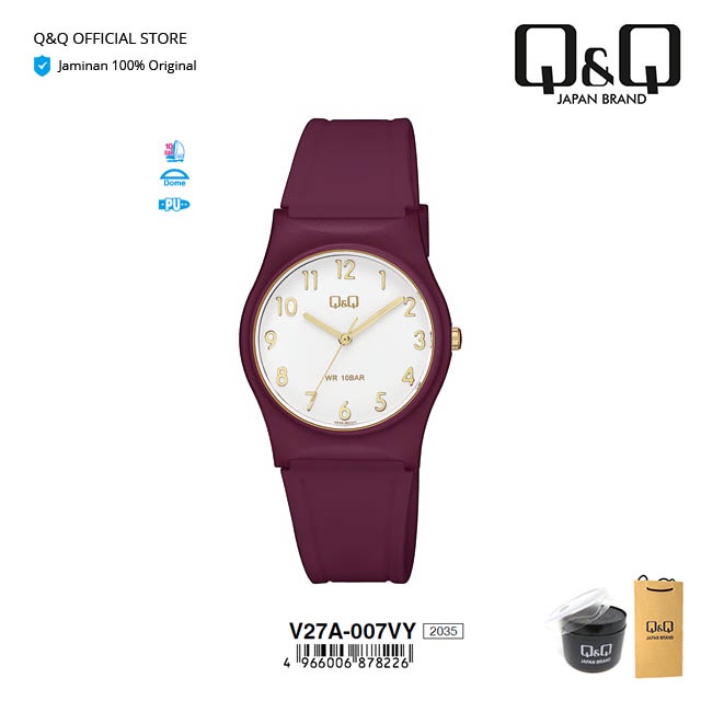Q&Q QnQ QQ Original Jam Tangan Wanita Fashion Analog Rubber Karet - V27 V27A Water Resist 10 BAR-5