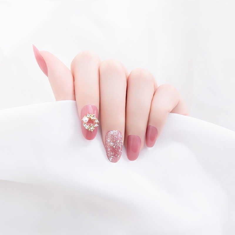 Kuku Palsu 【B81，lem cair】Nikah kuku Wedding False Nailart Pengantin Tangan