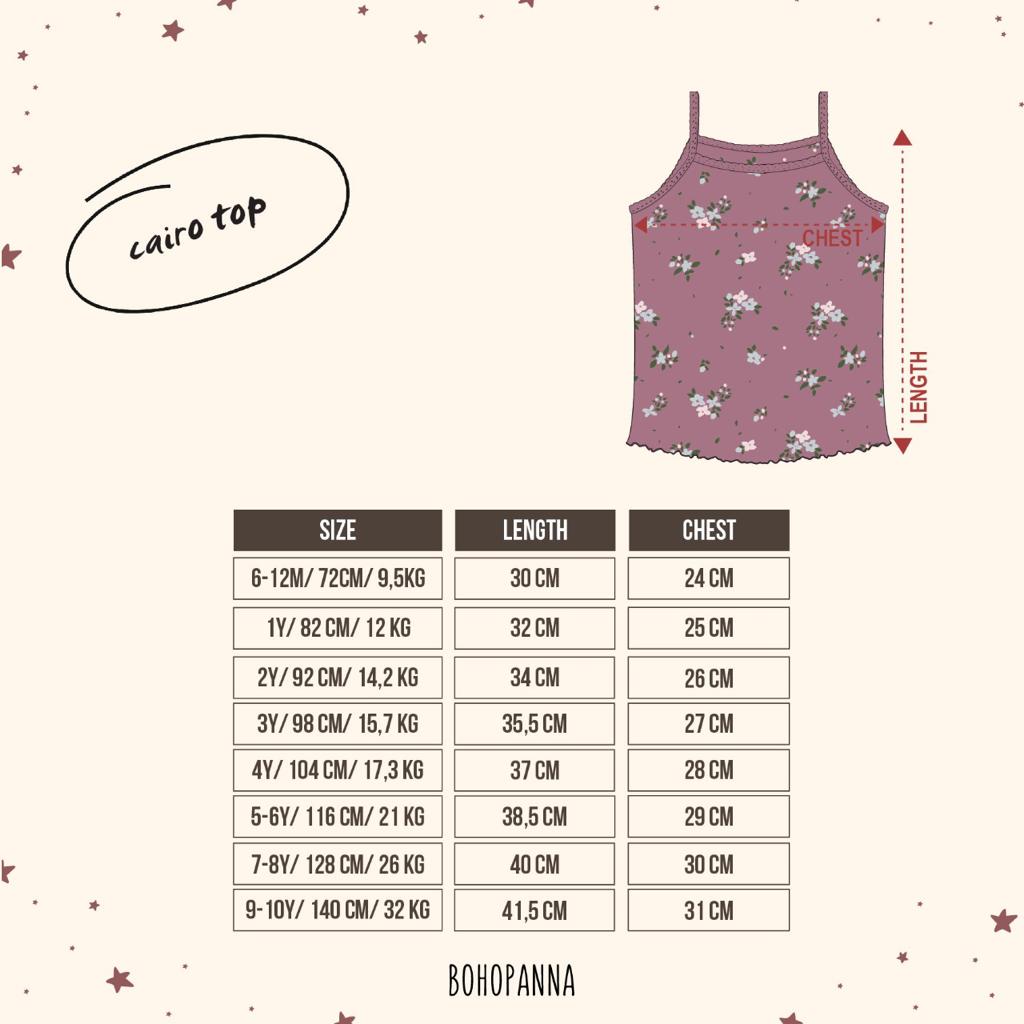 BOHOPANNA Cairo Top 6M-10Y Atasan Kutung Motif Bunga Anak Perempuan CBKS