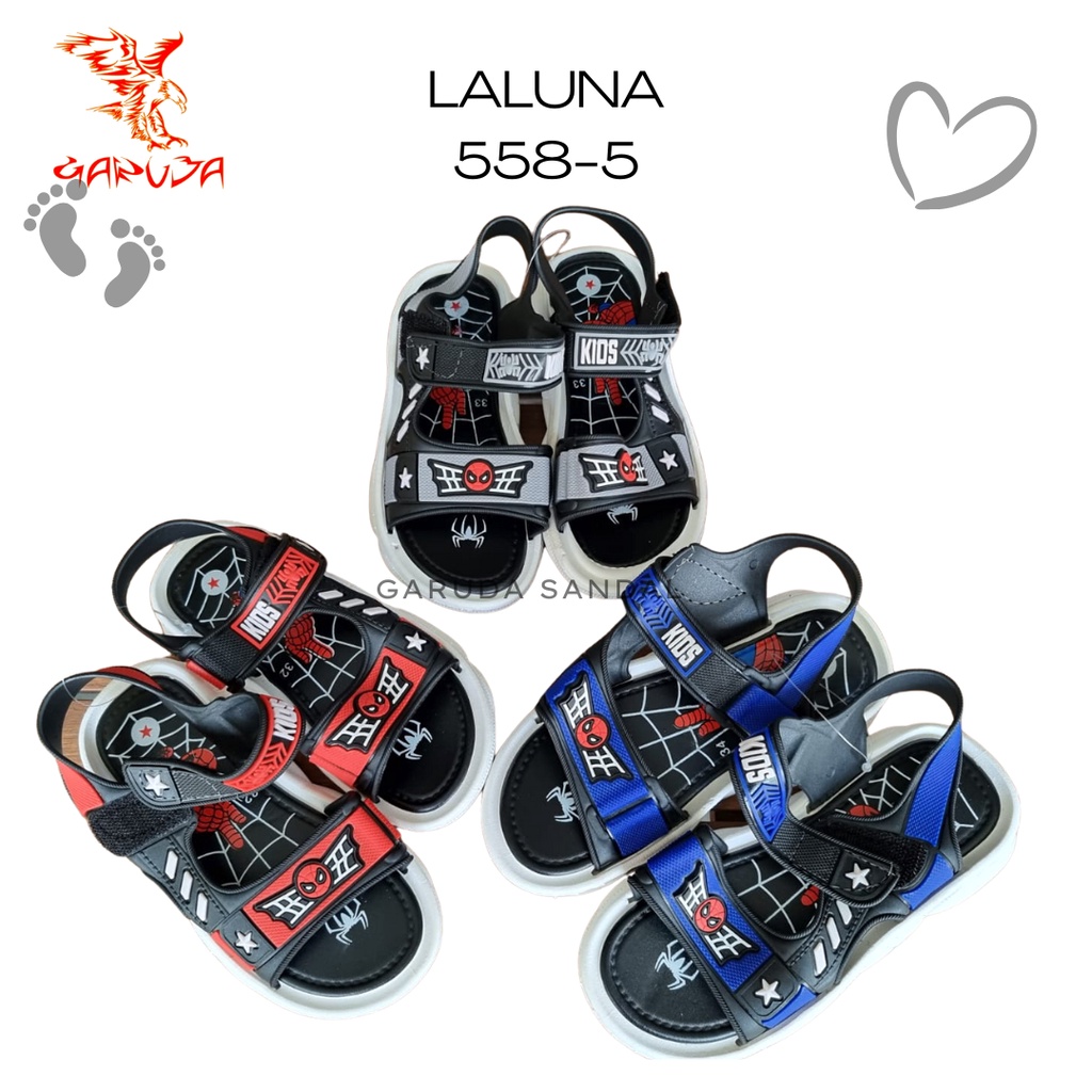 Sandal Gunung Anak Laluna 558 -5 LLS Karet let velcro Import Spiderman 31-35