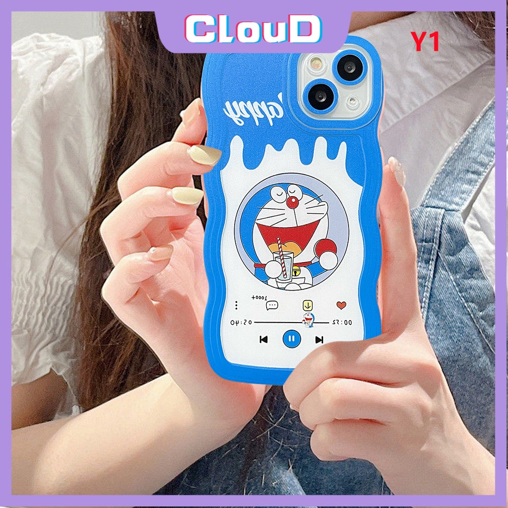 Soft Tpu Kartun Milk Tea Case Vivo Y22 Y75 Y15A Y12s Y25E Y16 Y11 V23E Y20 Y12 Y35 V20 Y12i Y91 Y91C Y21 V21 Y1s Y55 Y15s Y15 Y30 Y21s Y17 Y33s T1 Wavy Edge Cute Doreamon Cover