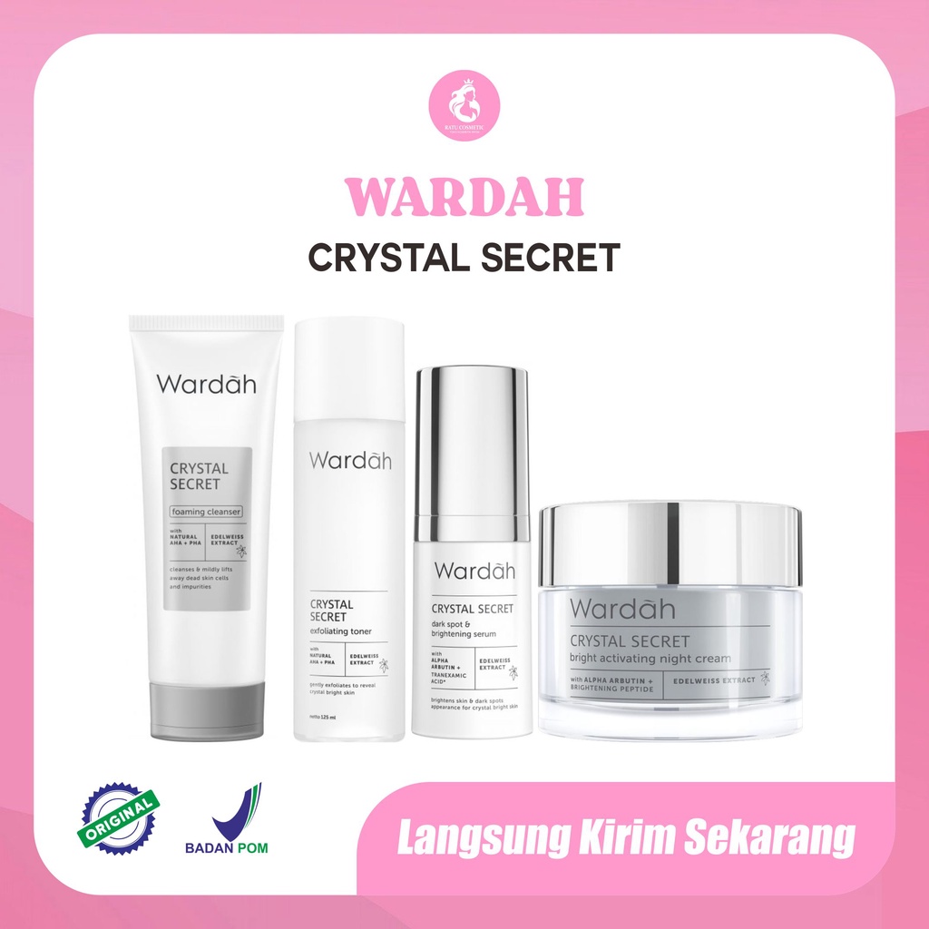 Wardah White Crystal Secret Series/Foaming Cleanser/toner/day/Night