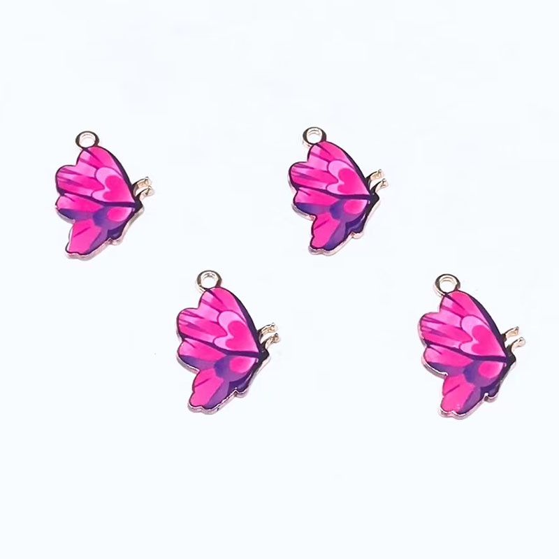 4pcs Liontin Kalung / Gelang / Anting Bentuk Kartun Butterfly Bahan Alloy