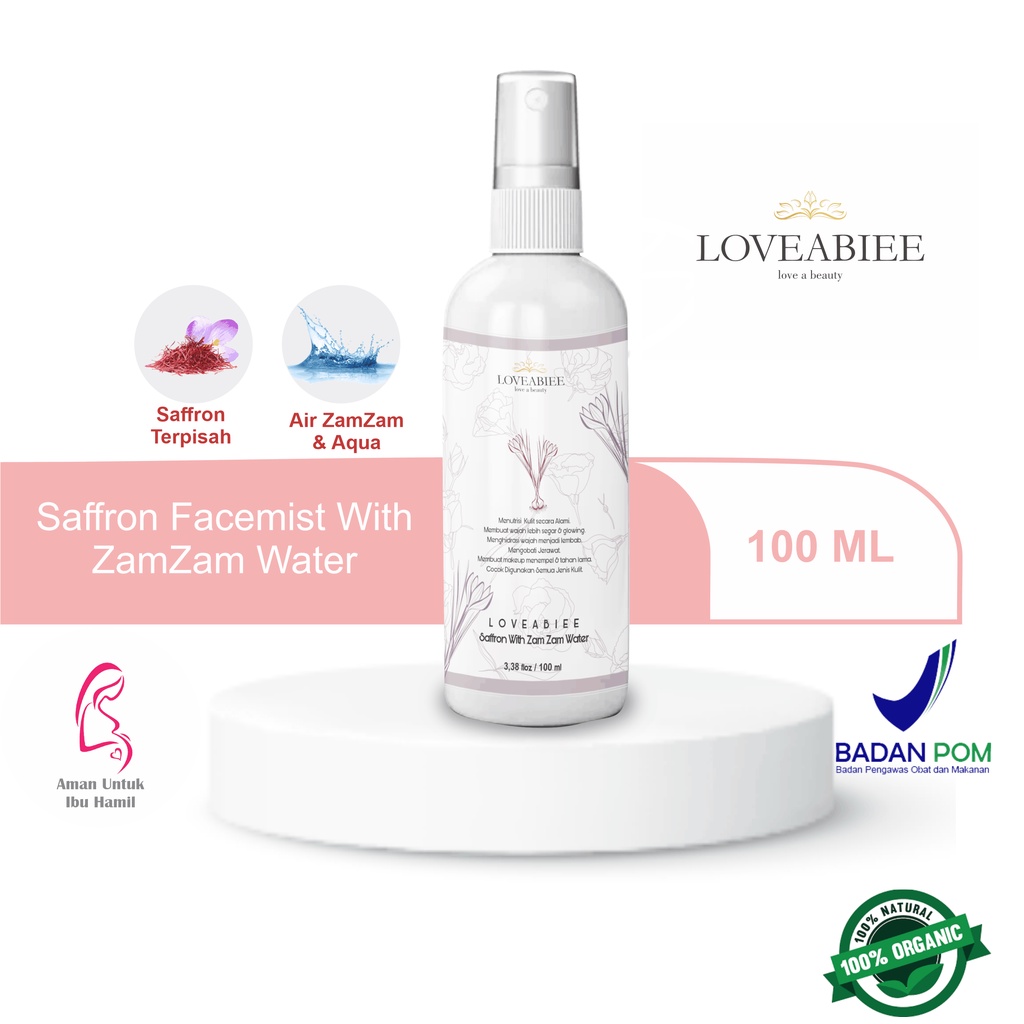 FACE MIST SAFFRON &amp; TONER SAFFRON WITH AIR ZAMZAM / ZAMZAM WATER 100ml BY LOVEABIEE MENGECILKAN PORI