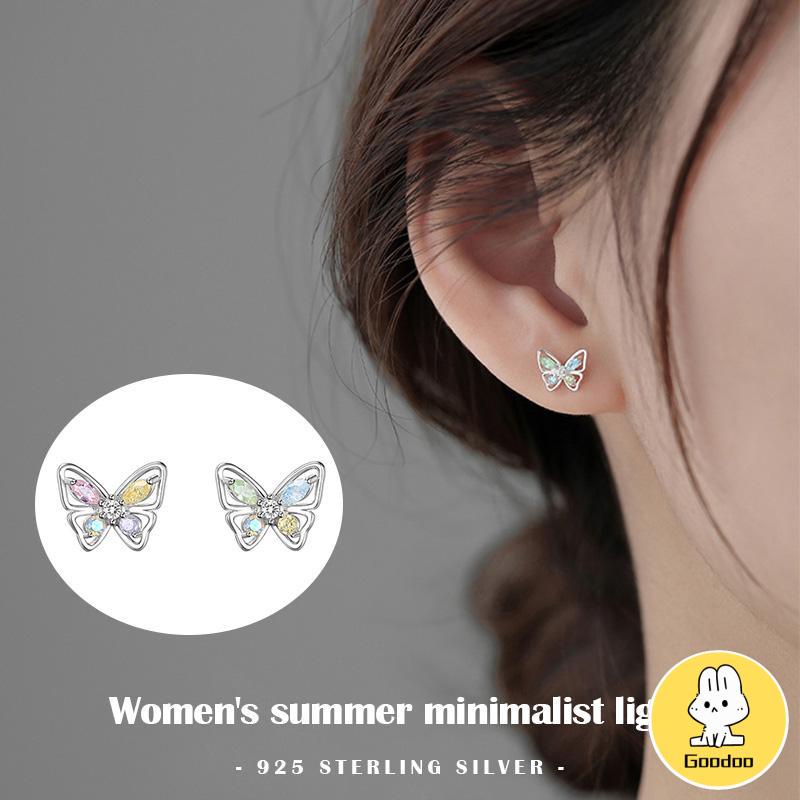 925 Anting Kupu-kupu Perak Sterling  Anting Desain Niche Mewah Ringan Musim Panas Wanita  Sederhana -Doo