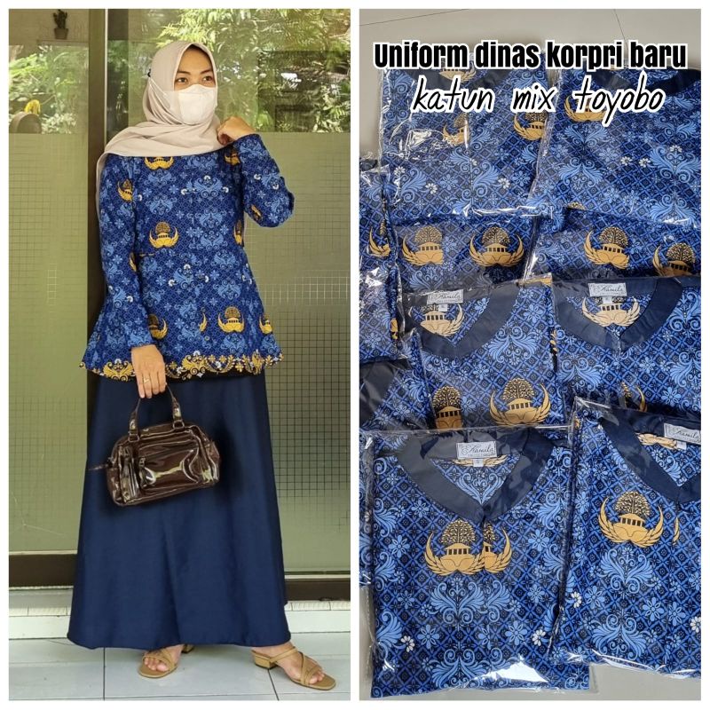 Gamis Batik Korpri wanita / Dress batik korpri wanita / seragam pns batik korpri / baju / gamis prem