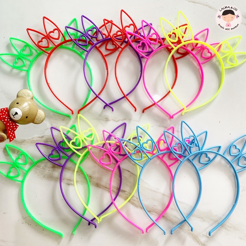 Bando bandana plastik warna panda kelinci beruang 12pc grosir lusinan