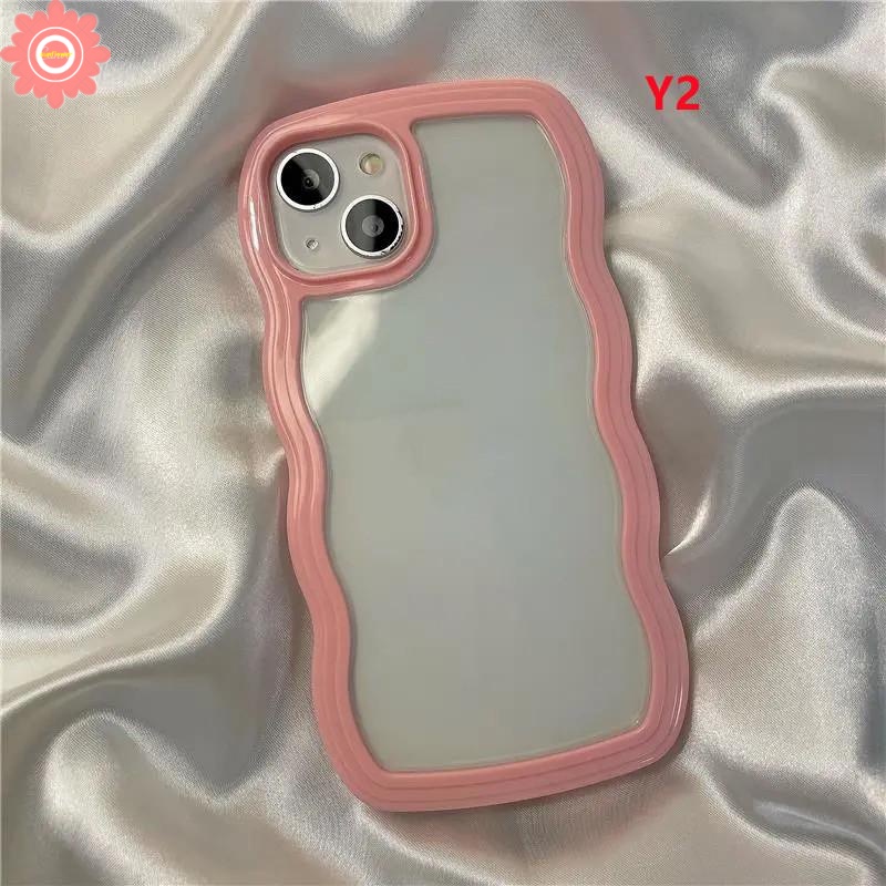 Case Realme 10 C35 C21Y C25s C12 C15 C11 2021 9i C25Y C20 C20A C3 C11 6i 5i 5 5s C1 Transparan Simple Macaron Warna Permen Wavy Edge Bening Soft Case