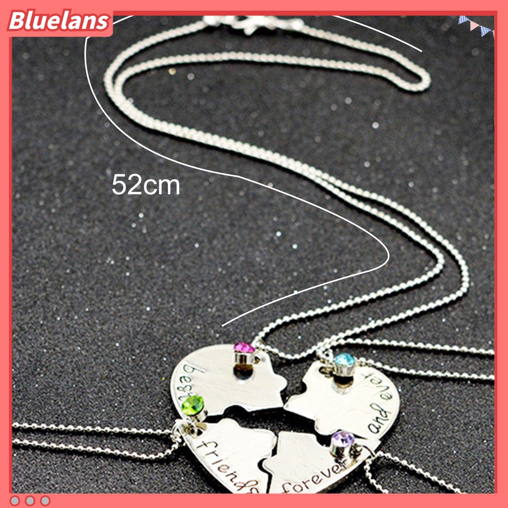 4pcs / Set Kalung Liontin Bentuk Hati Aksen Berlian Imitasi Untuk Hadiah