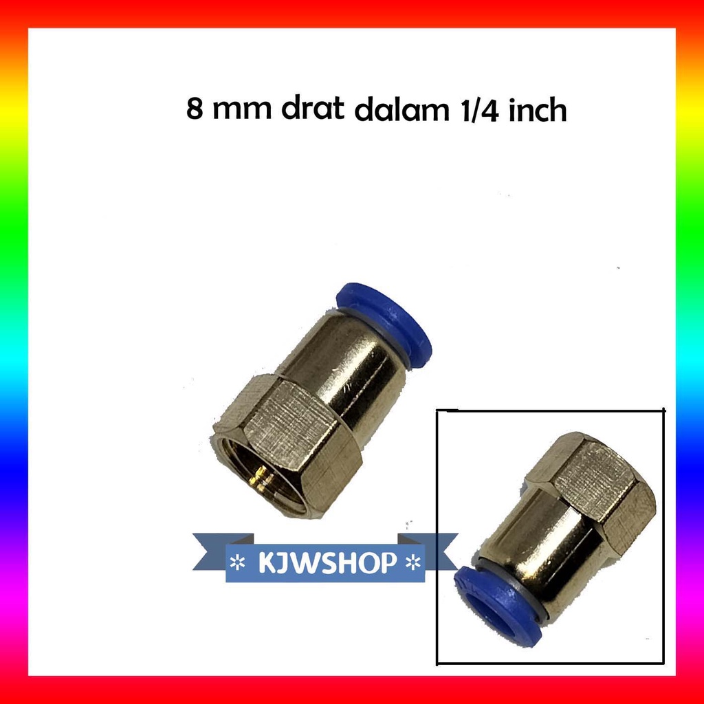 Nepel Quick Coupling Selang 8mm Drat Dalam 1/4" Sambungan Pneumatic Lurus Drat 1/4 Air Brush 8 mm Qu