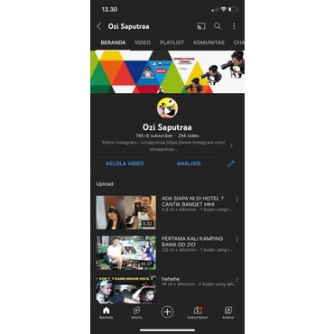 JUAL AKUN YOUTUBE 745 ribu subscriber