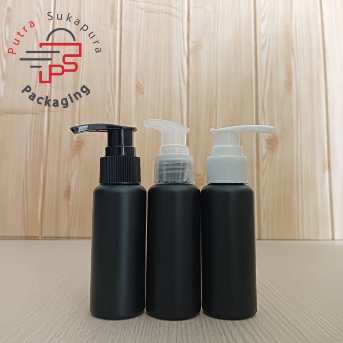 botol pump 60ml hdpe hitam/botol pump lotion 60ml hdpe/pump neck 24