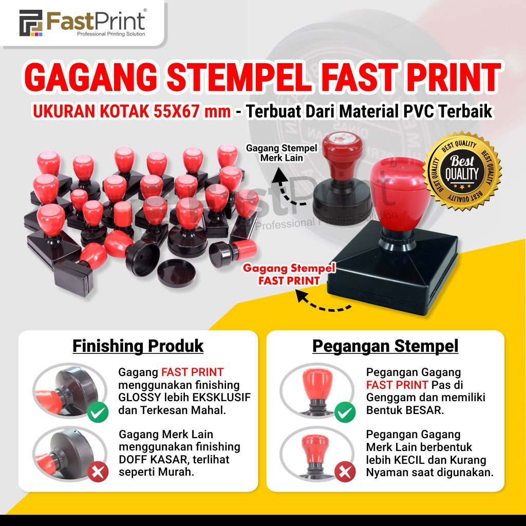 

Gagang Stempel Flash Kotak Ukuran 55X67 MM