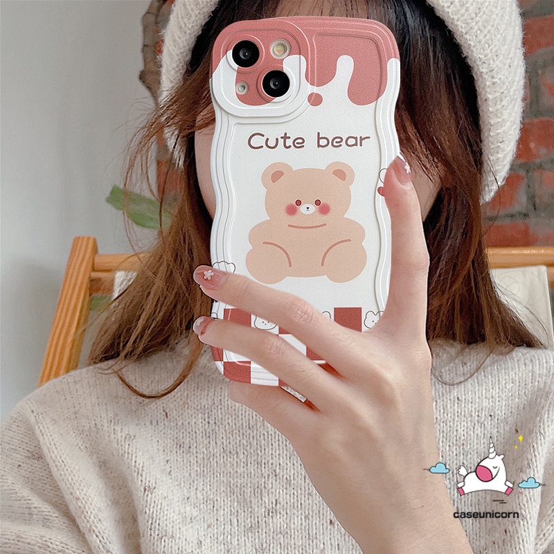 Soft Case Tpu Motif Kartun Beruang Es Krim Untuk iPhone 11 13 14 12 Pro MAX XR X XS MAX 6 8 7 14 6s Plus SE 2020