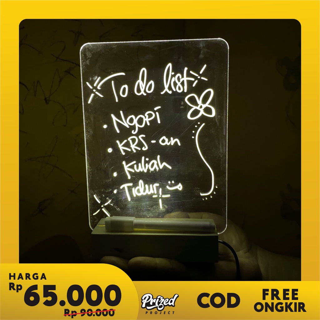 Acrylic Note Board Message With Led Stand | Board Planner Schedule | To Do List Acrylic | Acrylic Pl