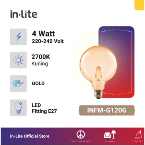 In-Lite Lampu Filament Led G120 Gold