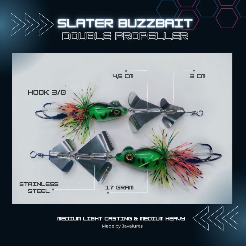 UMPAN BUZZBAIT SLATER UNTUK TOMAN DOUBLE HOOK 3/0