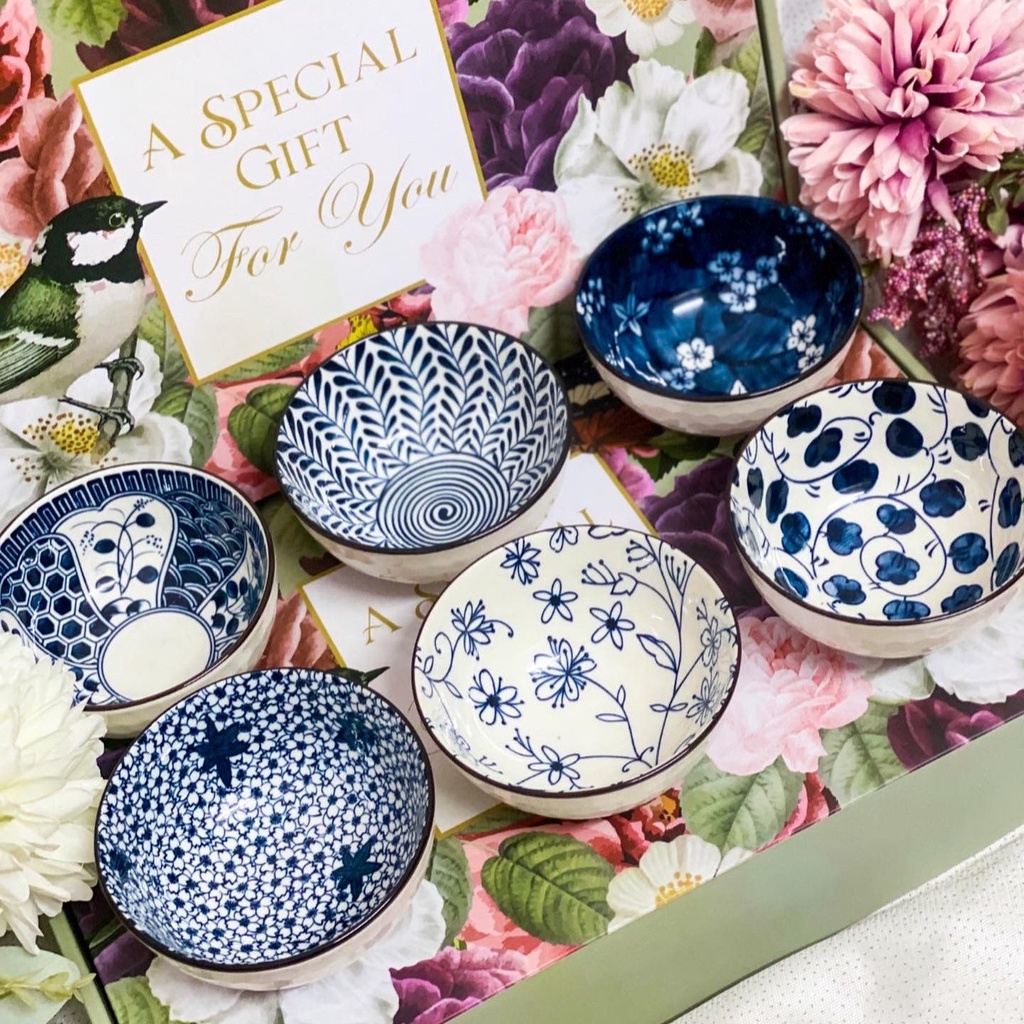 Flower Gift Box Japanese 6 Bowls | Mangkok Keramik
