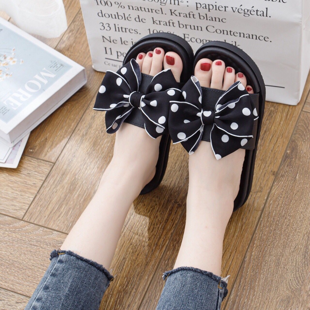 SHOEGALLERY TG1612 Sandal Slip On Wanita Import Sandal Wedges Pita Dot