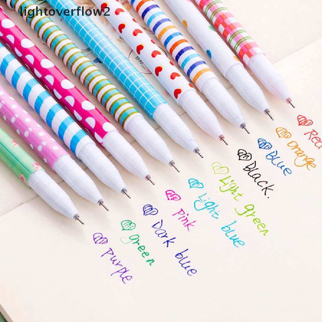 (lightoverflow2) 6 / 10pcs Pulpen Gel Warna-Warni Untuk Sekolah / Kantor