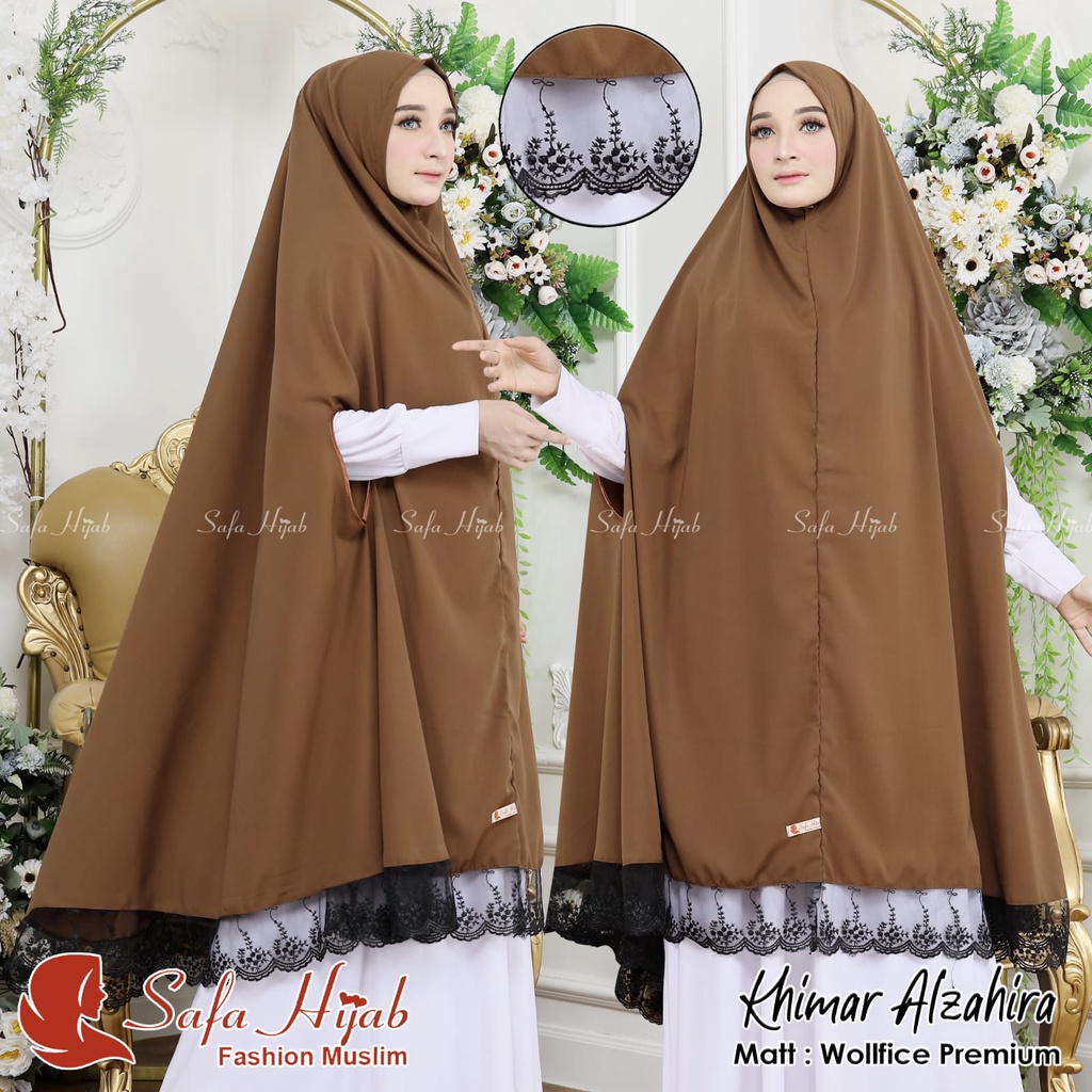 Khimar Terbaru Khimar Alzahira Hijab Syari Renda Jilbab Instan Syari Wolfis Premium Safa Hijab