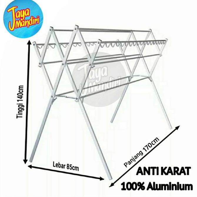 [BISA COD] Jemuran Baju Aluminium Anti Karat 9 Palang | CHAMPION