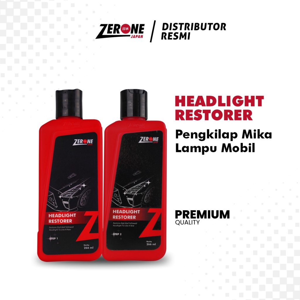 Headlight Restorer Zerone Japan Paket Pengkilap Mika Lampu Mobil Kuning dan Buram Ampuh