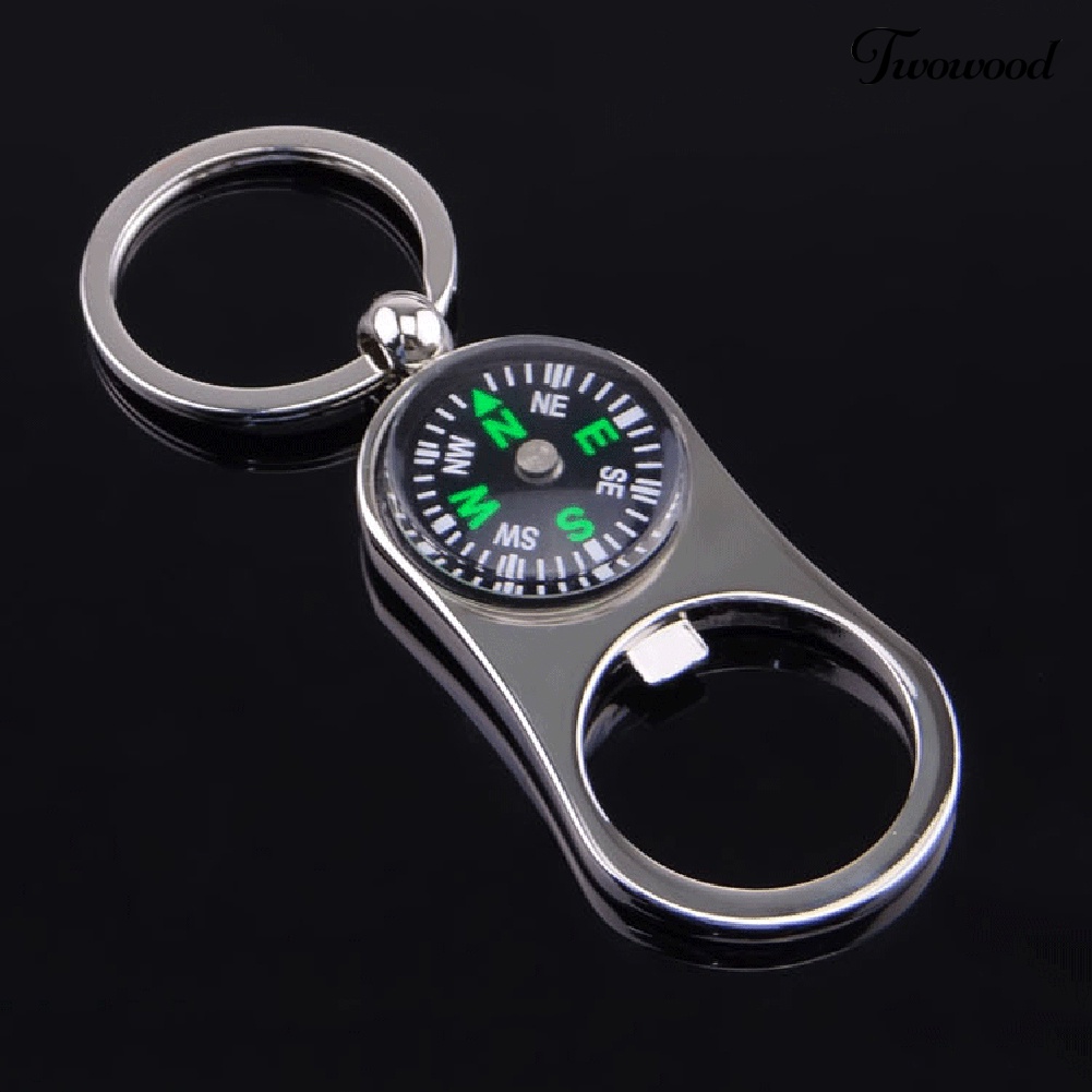 Twowood Gantungan Kunci Pembuka Botol / Kompas Mini Portable Bahan Zinc Alloy Untuk Pria