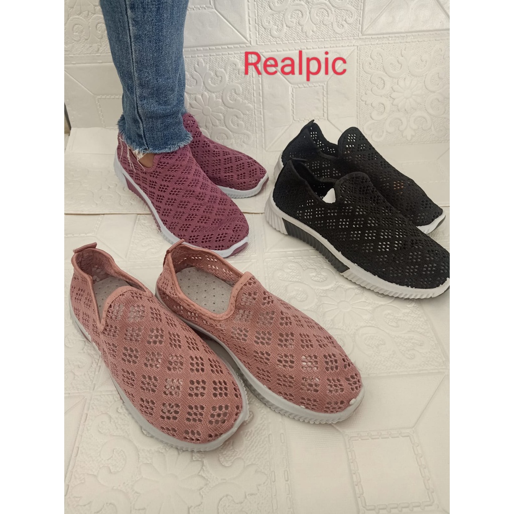 ☀ Sunly ☀ SP030 (Tanpa Kotak) Sepatu Sneakers Wanita Lubang Lubang Kecil Ringan Sporty Model Korea Fashion Casual Olahraga