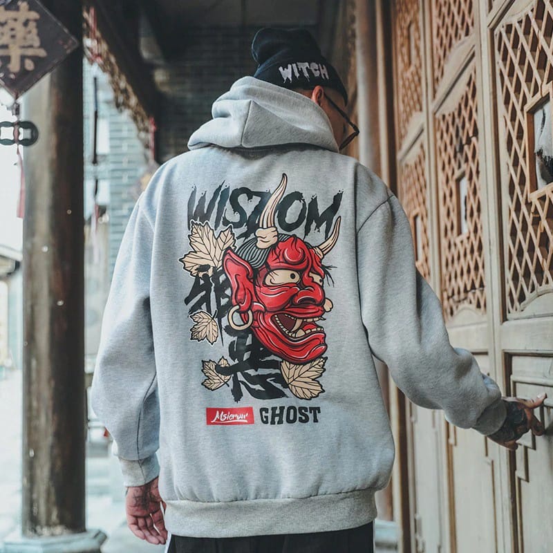 Sweater Hoodie WISDOM GHOST Jumper Pria Wanita Bahan Fleece Tebal Ukuran S M L XL XXL XXXL