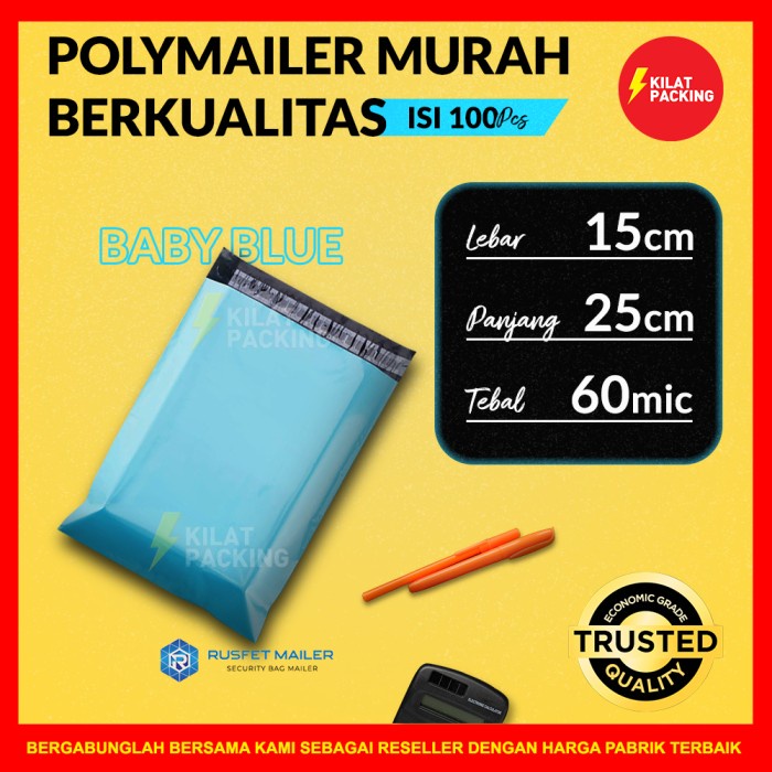 

Hemat Polymailer Murah Biru 15X25 / Plastik Packing Online Shop Per Pack Promo
