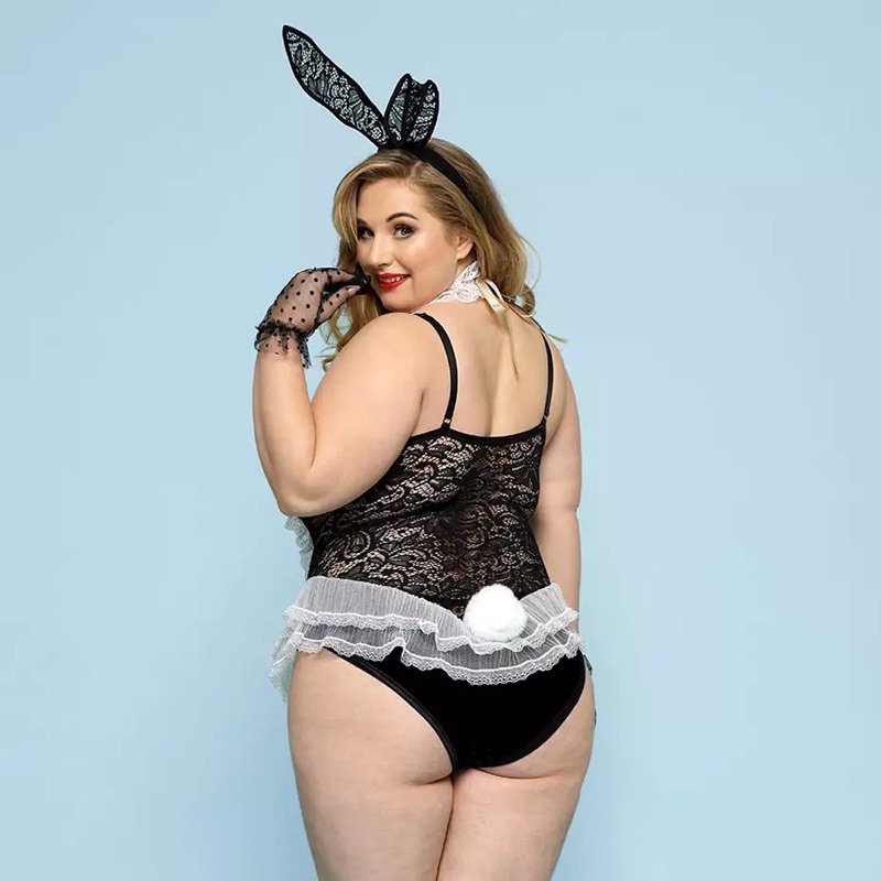 Lingerie Cosplay jumbo playboy bunny wanita plus size baju tidur big size import sexy