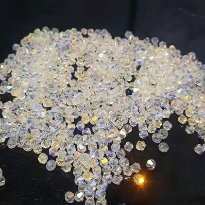 Manik Manik Kristal Swarovski Bicone Diamond Crystal Bead Ab Murah Kerajinan Gelang Kalung Dan Lain 