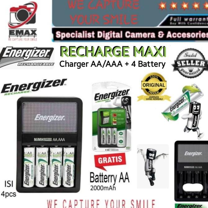 Baterai Charger Energizer Aa / Aaa + 4 Baterai Aa 2000Mah