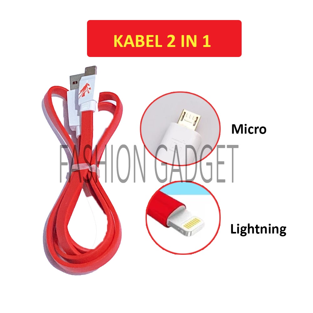 Kabel 2 In 1 Bolak Balik Micro Lightning Kabel Micro V8 Kabel Lightning 2in1 Cable