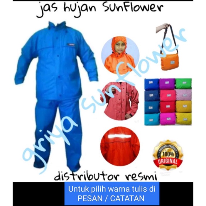 JAS HUJAN SUNFLOWER ORIGINAL 100 %  | jas ujan SUN FLOWER RAIN COAT  ukuran S,M,L,XL, XXL,XXXL ,4XL
