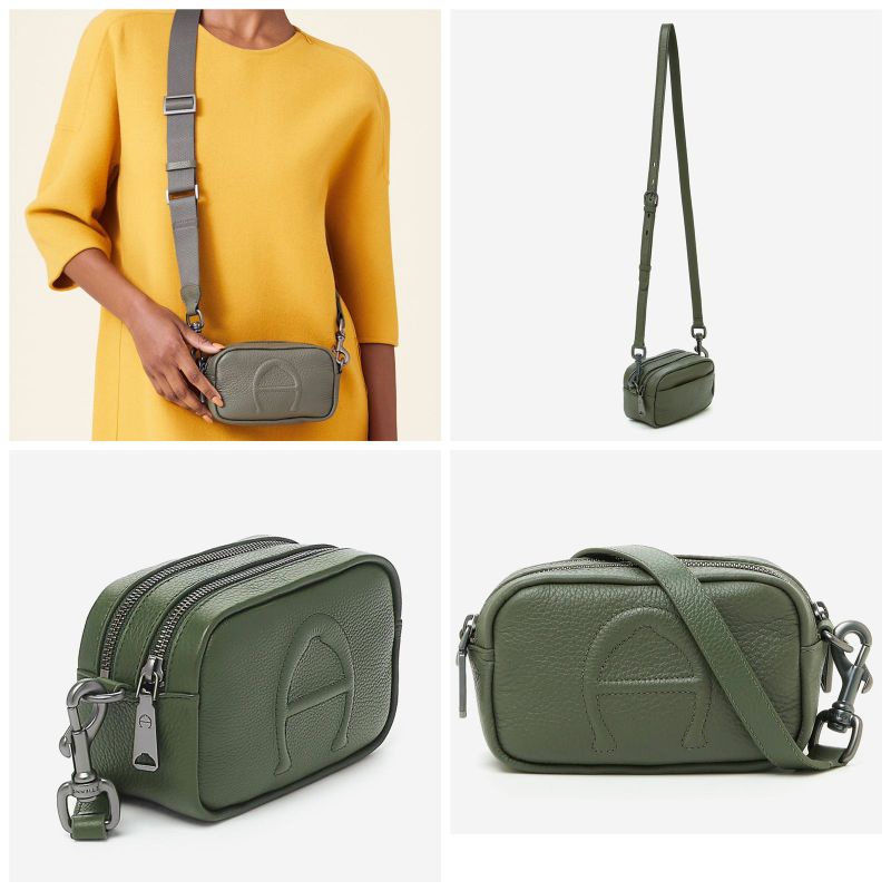 Jual Tas ETIENNE AIGNER Adeline Mini Camera Bag Army Green Logo Leather