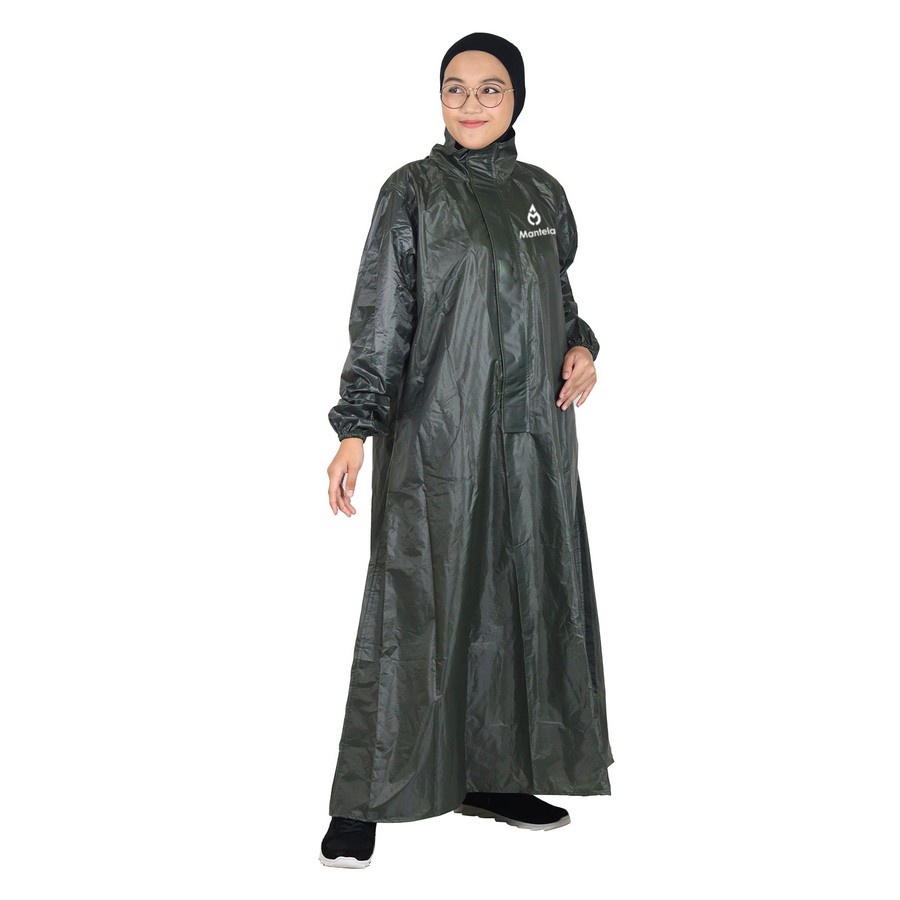 Jas Mantel Hujan Wanita Pria Ponco Gamis Kualitas Premium Tebal Tahan lama - Army