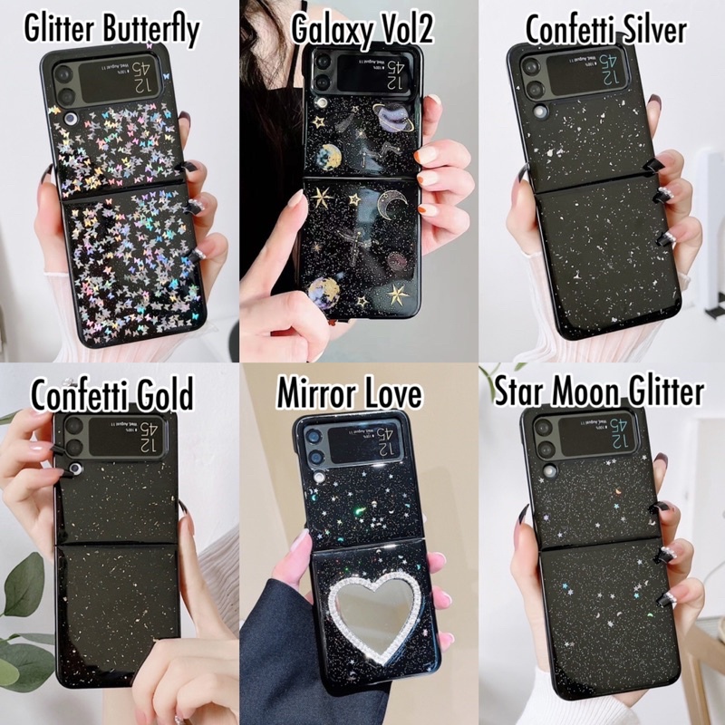 SAMSUNG Z FLIP 5 FLIP5 Z FLIP 4 ZFLIP4 FLIP4 CASE BLACK Motif Glitter Star Galaxy Readystock ZFLIP 3 READY