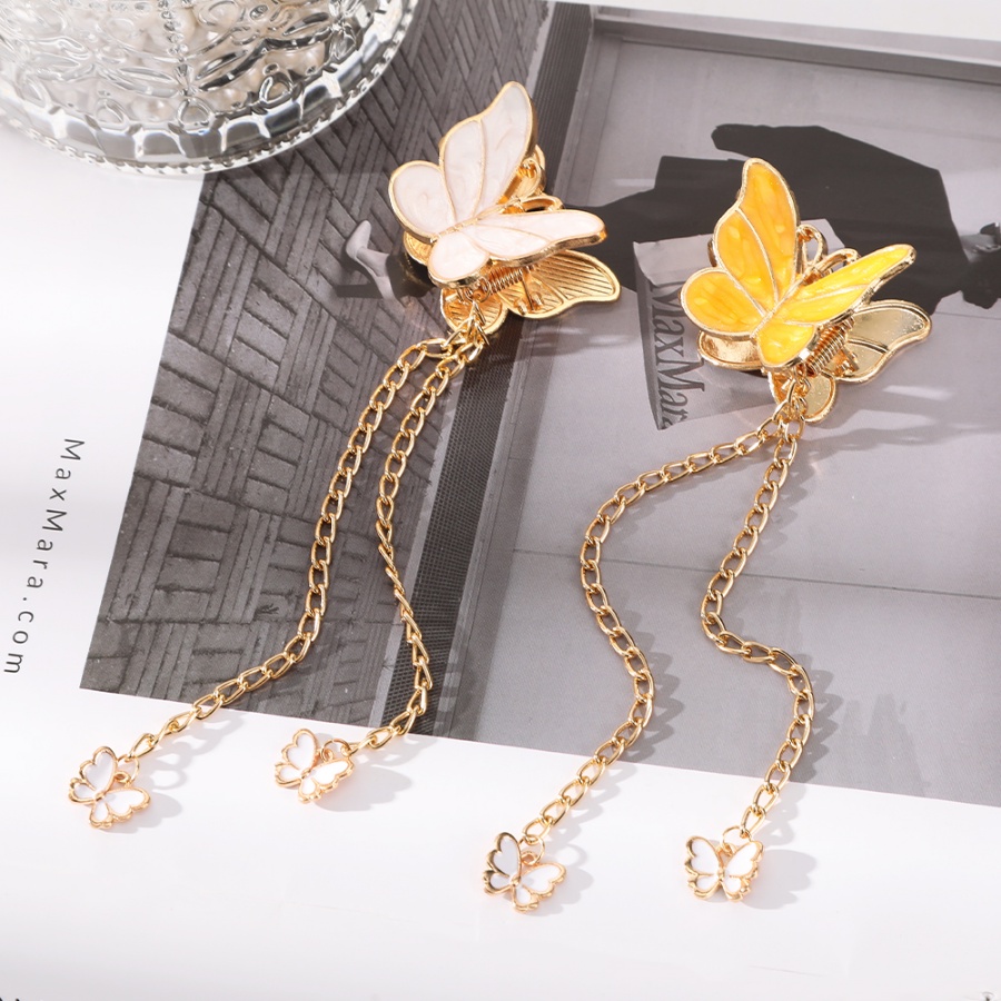 Jepit Rambut Model Butterfly Aksen Mutiara Dan Berlian Imitasi Bahan Alloy Gaya Korea Untuk Wanita