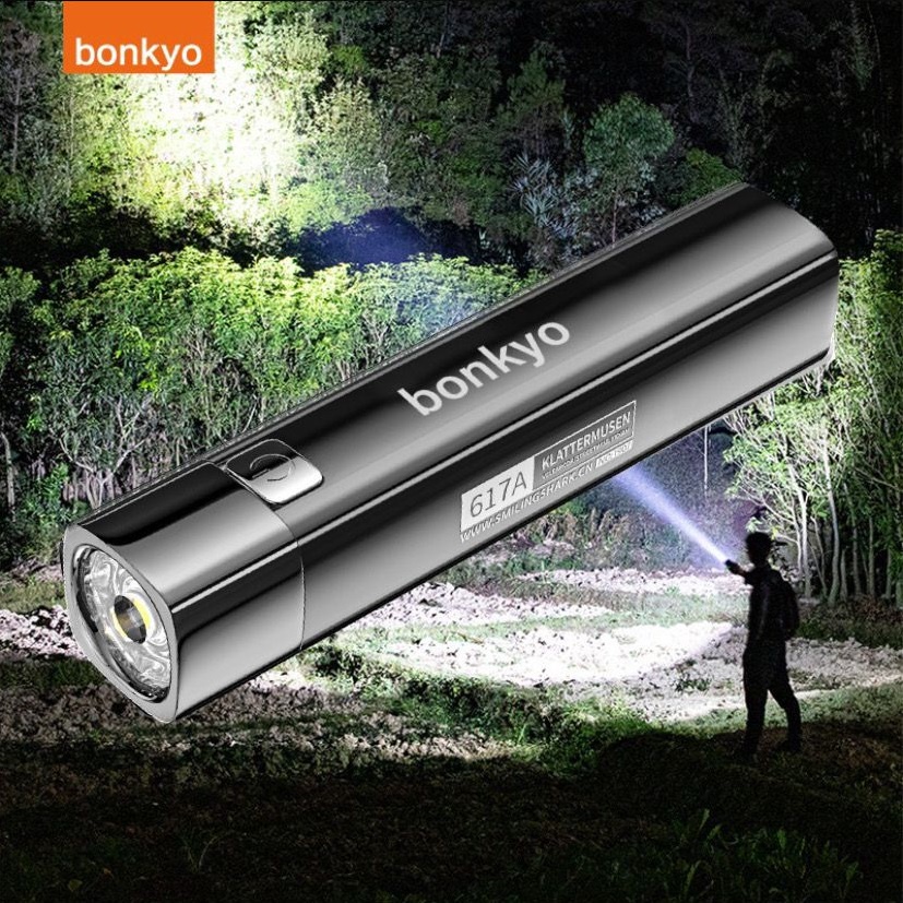 Bonkyo Senter LED Super Terang hingga 600 meter (ORIGINAL)/ Jarak jauh/ kekuatan seluler/ Senter Police/ Lampu senter swat paket lengkap