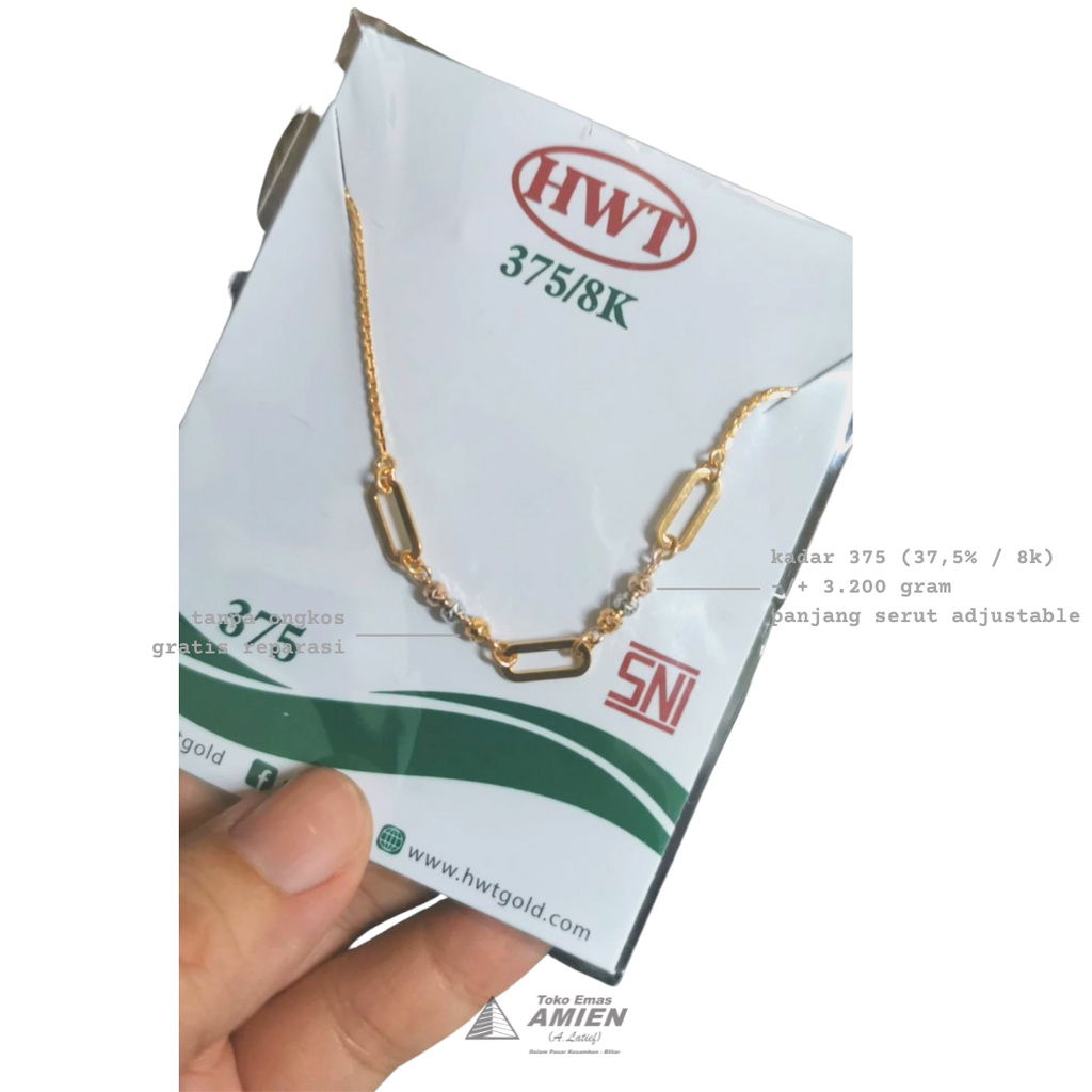 Toko Emas Amien Gelang Emas Asli HWT Kadar 375 (37,5% / 8K) 3.200 Gram - Bracelet Serut Paperlina Bo