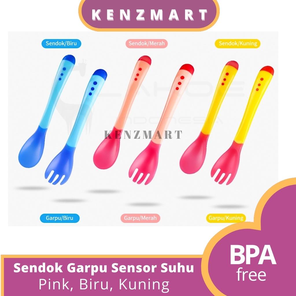 SENDOK GARPU MAKAN BAYI DENGAN SENSOR SUHU PANAS / SENDOK SILIKON / SENDOK MPASI LEMBUT