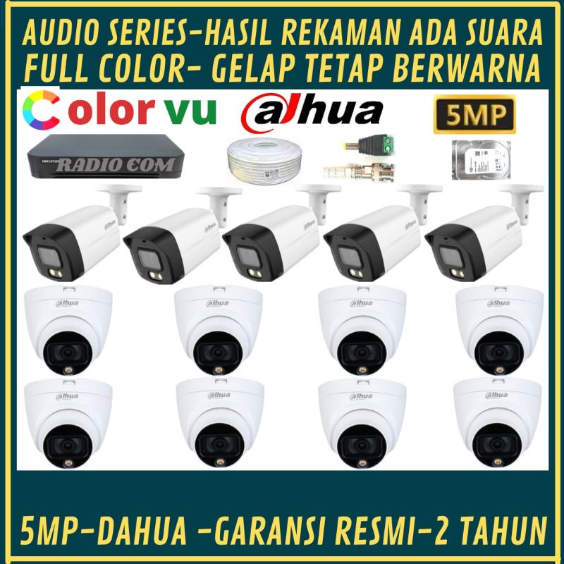 PAKET CCTV DAHUA 5MP FULL COLOR 16 CHANNEL 13 KAMERA AUDIO FULL COLOR