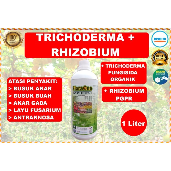 Kekinian Tricoderma Cair Fungsida PGPR Rhizobium Floraone 1 L Pestisida Organik +b<