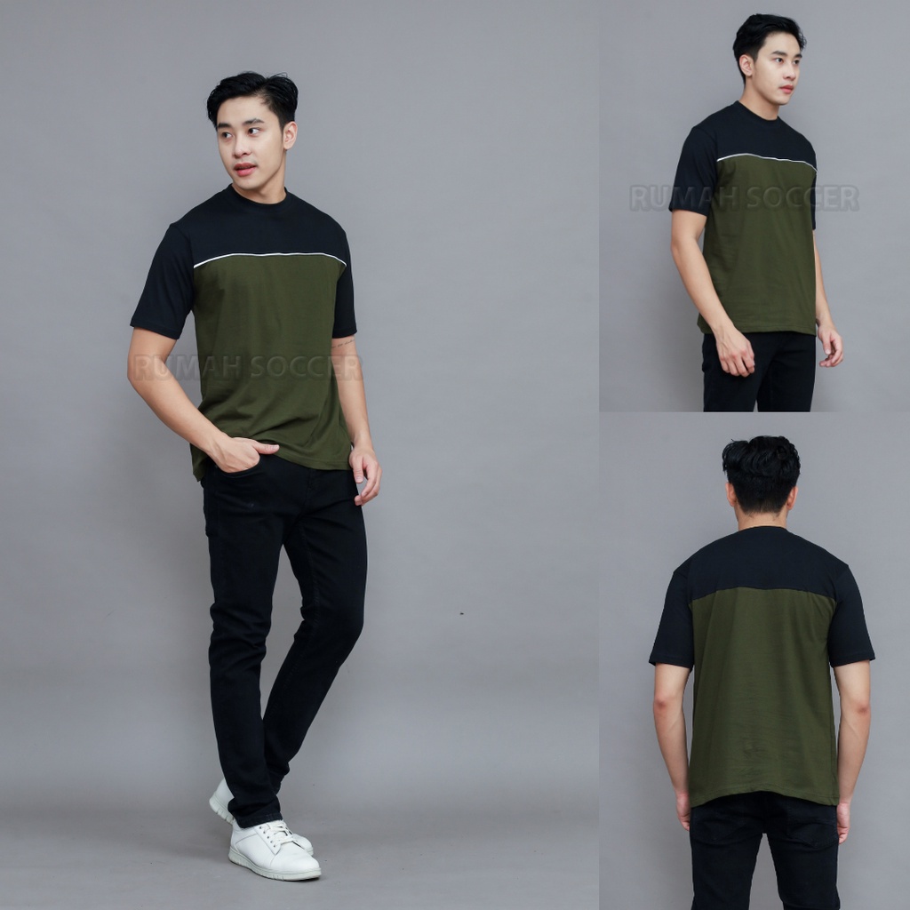 Kaos Tshirt Oblong Pria Dewasa Distro Keren Warna Kombinasi Polos Bahan Tebal PHANTOM