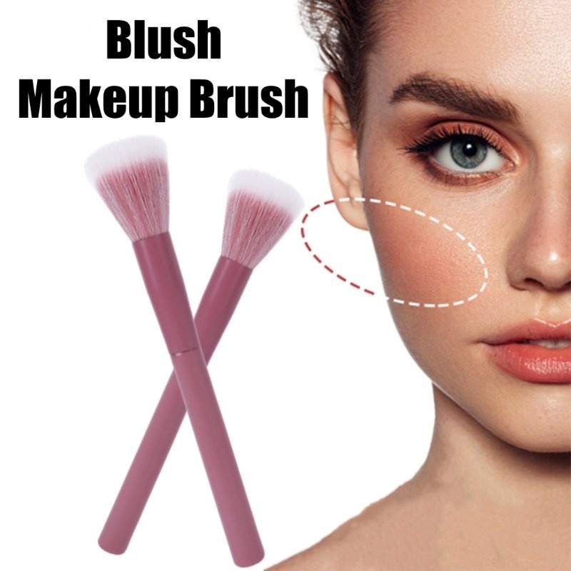 1 Pc Brush Makeup Model Double Layer Flat Point Gagang Panjang Bahan Serat Buatan