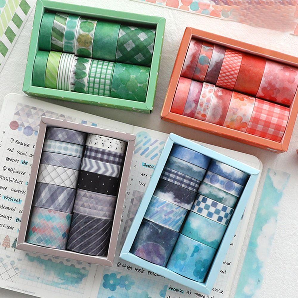 Top 12Rolls/Set Washi Tape Lucu Segar Sastra Langit Daun Seri Scrapbooking Gadis Hati Sedikit Segar DIY Bahan